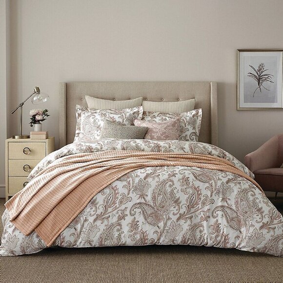 brand new Wamsutta Sutton 3-Piece FULL/QUEEN Comforter Set in Blush Pink Paisley - Picture 1 of 11